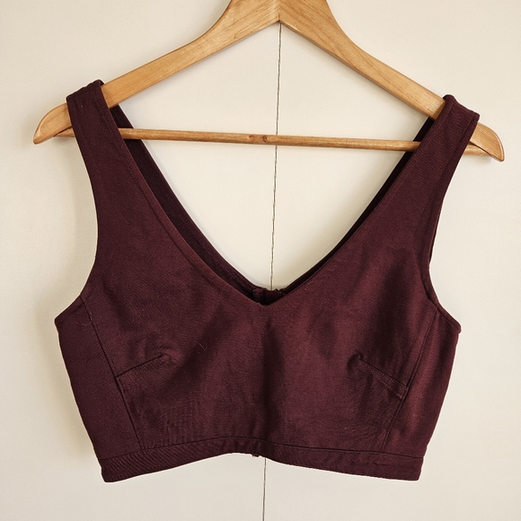 SUNDAY BEST V-Neck Crop Top Burgundy Wine Size Medium ARITZIA - Picture 1 of 6